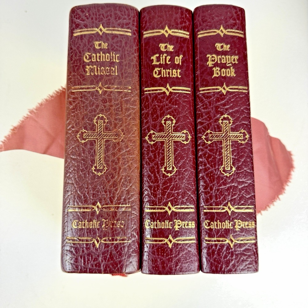 Vintage 1954 Library of Catholic Devotion 3 Book Box Set Catholic Press Chicago
